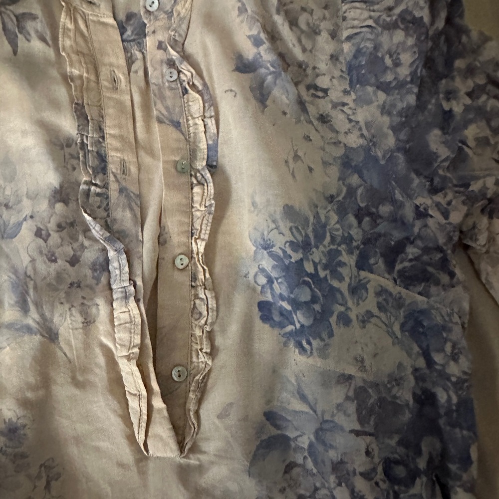 Zara Beige and Blue Floral Men's Shirt